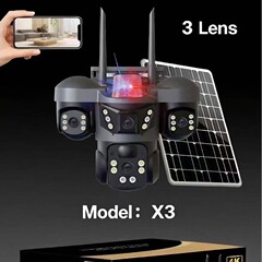 V380三镜头4G太阳能摄像机12MP高清智能夜视双向对讲户外SOLAR