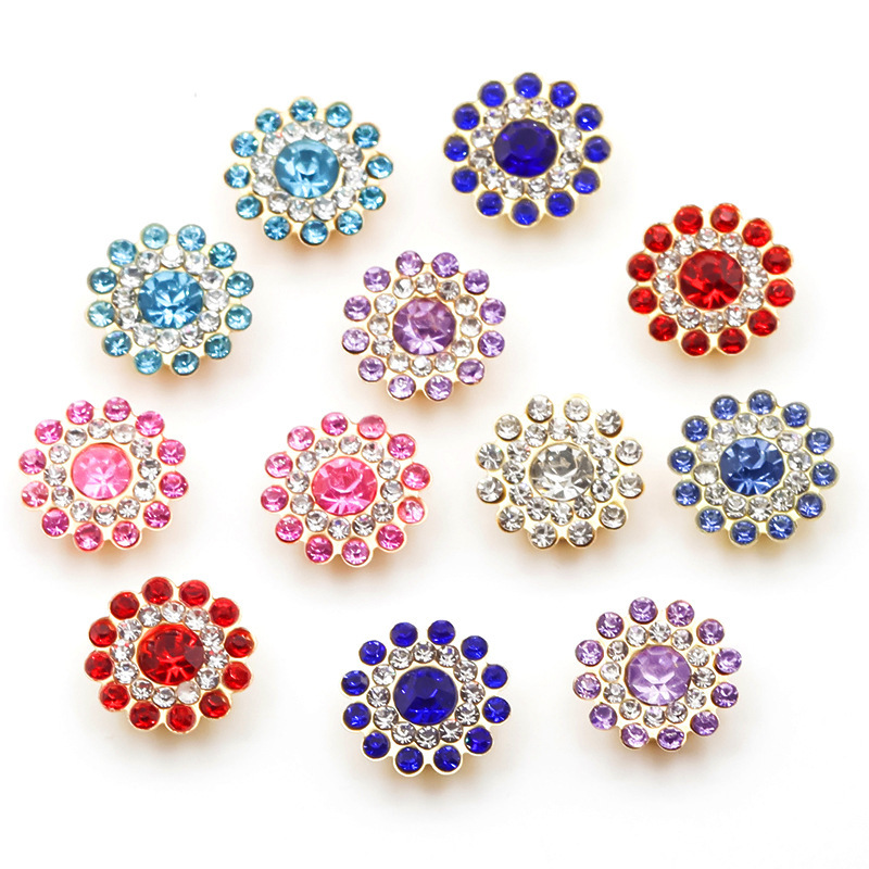 100pcs 8/12 mm sunflower hand sewing drill  rhinestones round three layers of his jaw drill diamond manually diy jewelry accessories buttons
