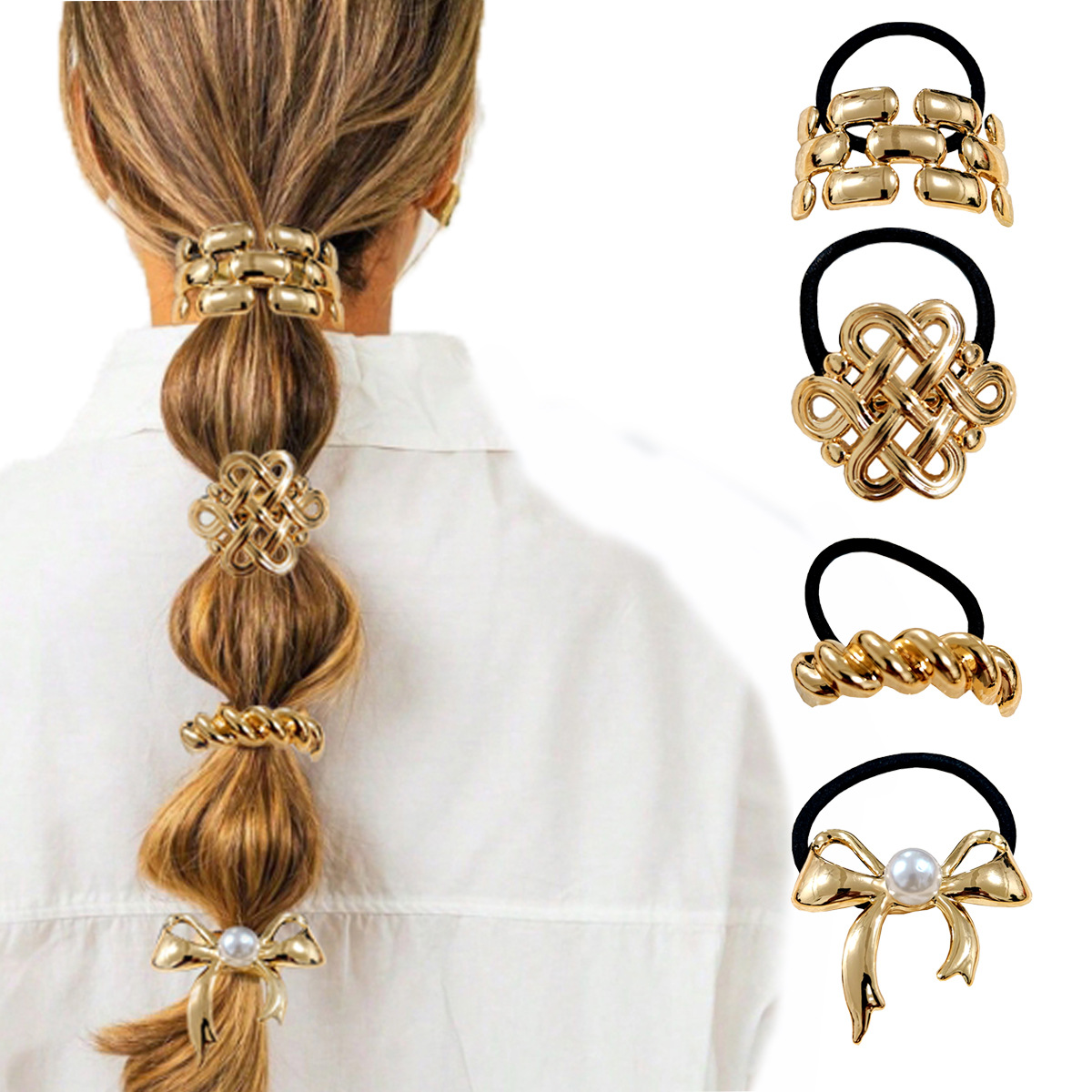 Europa y los Estados Unidos hebilla para el cabello punk personalidad transfronteriza broca de cabello trenzada gótica geometría redonda conjunto anillo de cabello cuerda para el cabello