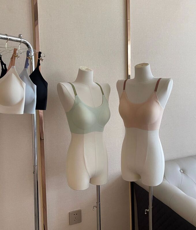 high quality Seamless Fixed Cup Contrast Latex Cotton Underwear Breathable Push-up Side-closing Paramilia Upper-support Thin Sling for Women