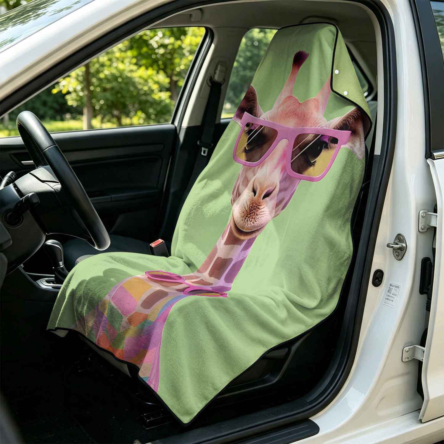 Printed bath towel and car seat cover 2-in-1, ultra-fine fiber outdoor beach and car dual-use universal seat cushion