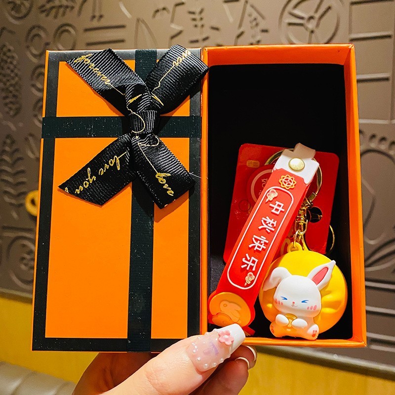 国潮中秋節のぬいぐるみの月のウサギのペンダントのカップルの漫画のカバンのキーホルダーの小さい贈り物の卸売り|undefined
