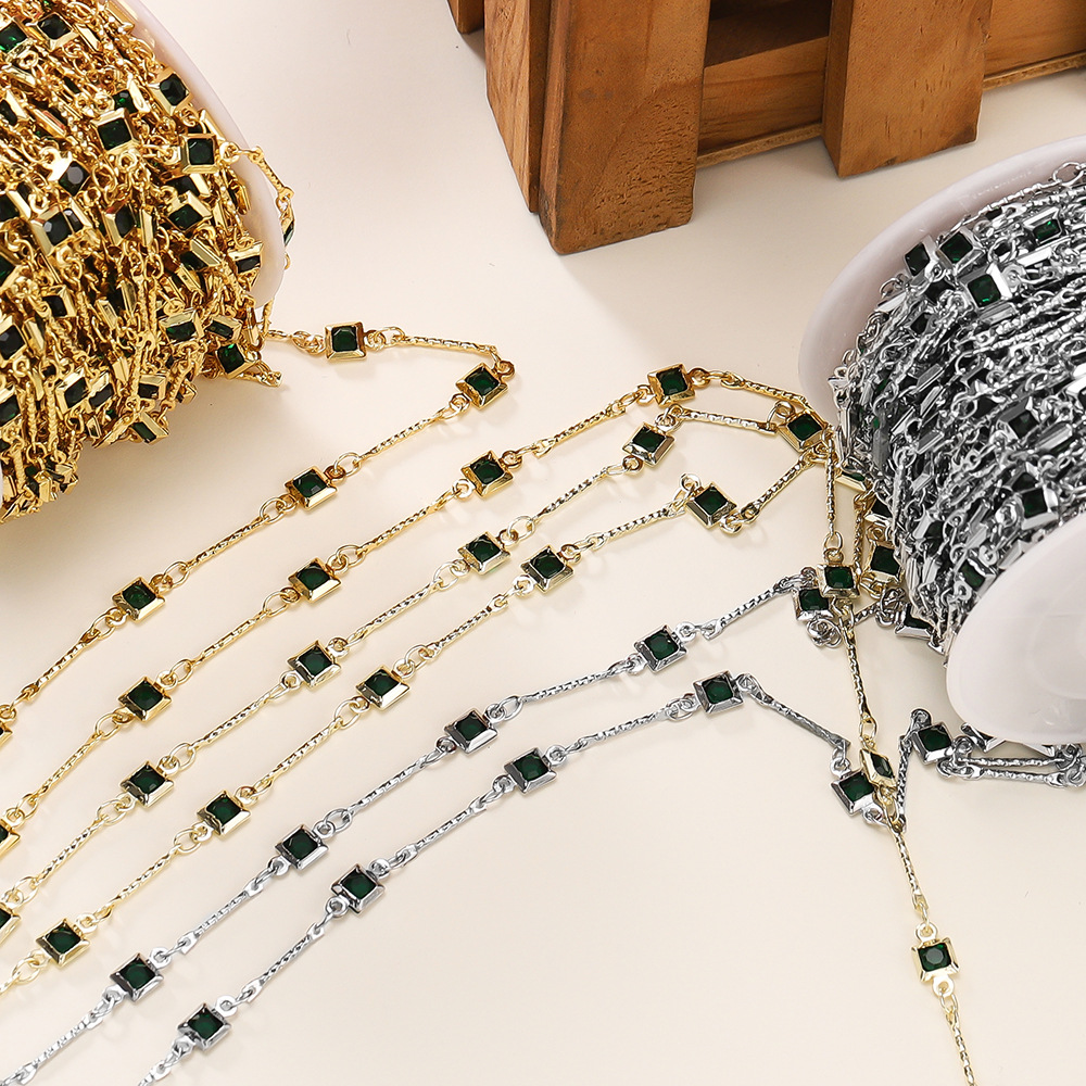 20g Weight Chain Jewelry Making Type Diameter 4.5mm Jewelry Making Size Zircon Inlay Material DIY Jewelry Accessories Classification One Meter Quantity Copper Material Geometric Pattern Plating Design Simple Style Style One Meter Copper Zircon  Diameter 4.5mm Jewelry Accessories Chain 1