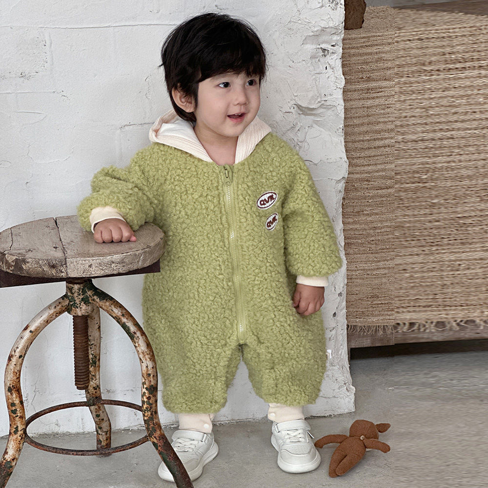 Ropa de bebé otoño e invierno más terciopelo engrosamiento de bebé mono estilo coreano lindo traje de escalada ropa de invierno cálido mameluco