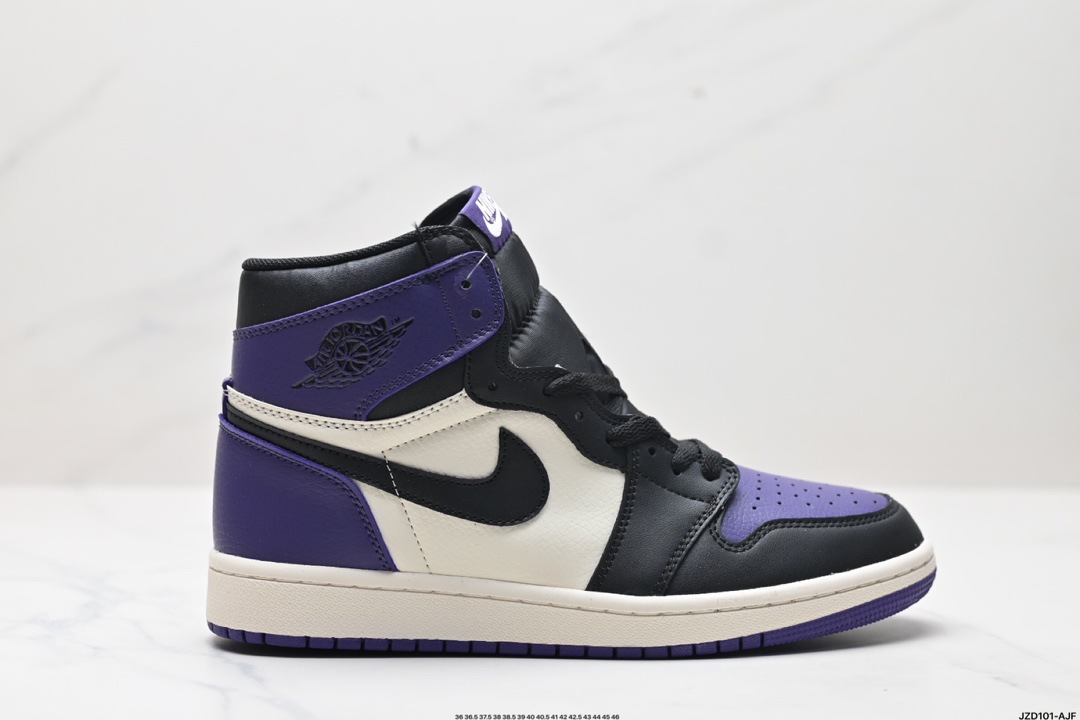 Suministro exclusivo transfronterizo de Putian de zapatillas de baloncesto AJ1 de caña media-alta en color marrón ceniza, negro y puntera roja, calzado deportivo unisex.