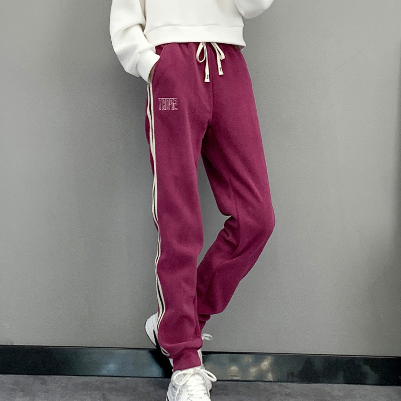 Autumn and Winter Fleece Pants fleece-lined Thickened Sports Leisure Leg Pants Warm Running Mountaineering Hiking Loose Guard Pants