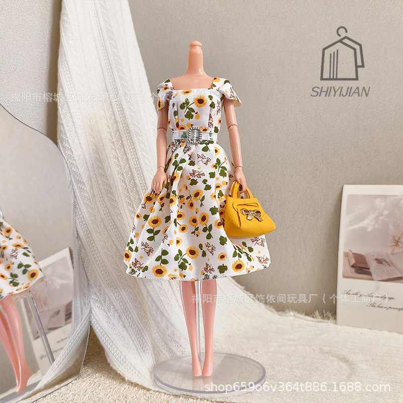 Cross-Border 11-Inch 30cm 6-Inch Barbie Doll Spring Fashion Floral Sweet Sunflower Dress Long Dress Cross-Border 11-Inch 30cm 6-Inch Barbie Doll Spring Fashion Floral Sweet Sunflower Dress Long Dress