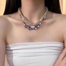 甜美毛线爱心星星纽扣布艺项链女时尚小众设计感颈链锁骨链