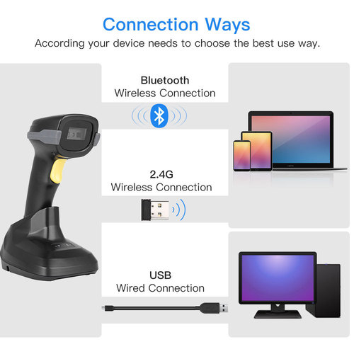 Factory A60DZ Wireless Barcode Scanner, Bluetooth 1D/2D QR Code Reader, Logistics & Delivery Self-Sensing Scanner