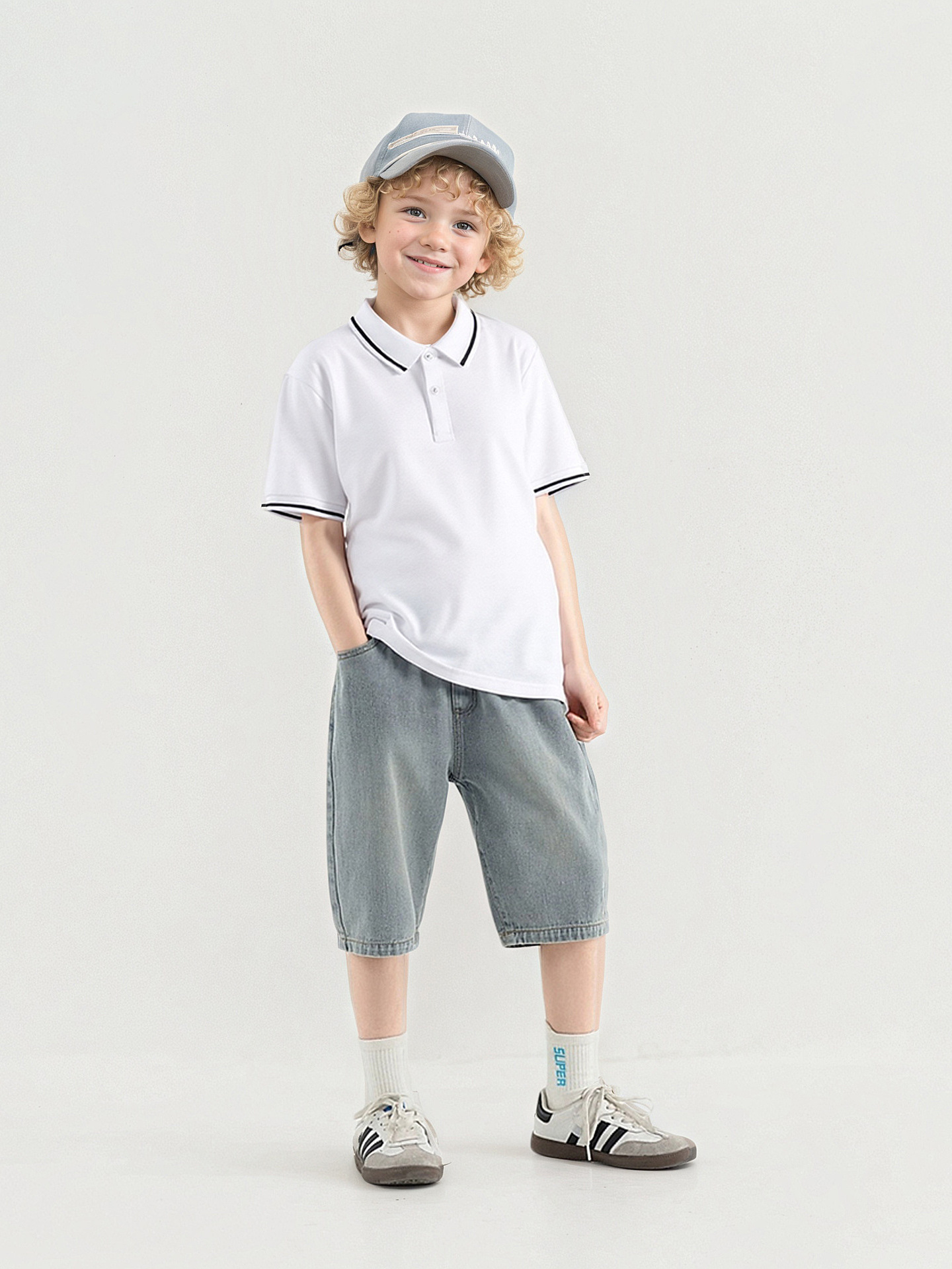 Polo de Manga Corta para Niños, Estilo Coreano, Verano 2024, Color Sólido, para Niños Mayores, Venta al por Mayor