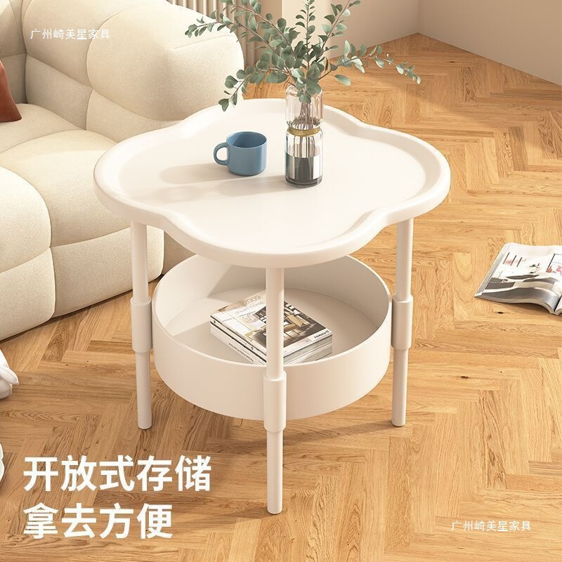 厚みのある四つ葉のクローバーエッジベッドルームシンプルな可動小型コーヒーテーブルキッチン収納ラック多機能ベッドルームベッドサイドテーブル|undefined
