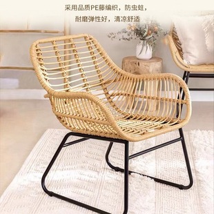 Living Room Rattan Sofa Balcony Leisure Rattan Chair Bar Tables and Chairs Hotel Iron Open-air Courtyard House Homestay Rattan Furniture