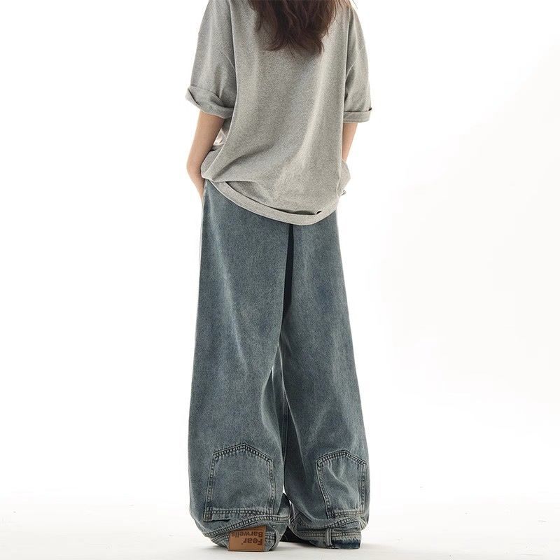 [you're Wear It Off] American Wide-leg Inverted Jeans for Men and Women, Straight-leg Reverse Wear Outer Pants