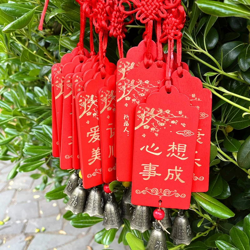 Резной колокольчик в стиле ретро, деревянная живописная карта желаний, бирка для молитвы, карта желаний, деревянная карта для молитвы, для печати LO