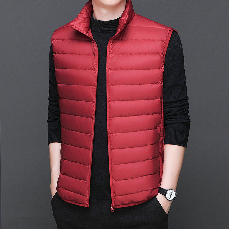 [Recomendación de Cui Wanzhi-Nuevo estándar nacional] pareja de chaleco de pluma ligero y delgado cuello vertical de tendencia de camisas de moda para hombres y mujeres