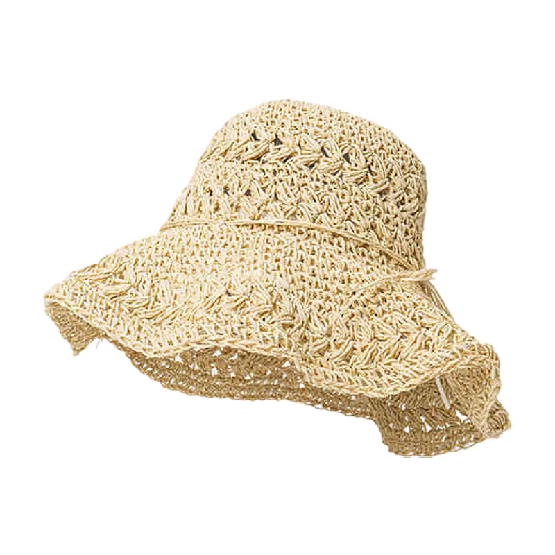 112g Weight Straw Hat Hats Type Casual, Outdoor Occasion Papyrus Material Bow Knot Pattern Spring&Summer Season Women's Gender Hawaiian, Tropical, Sweet Style Curved Eaves, Ruffles Rim Women's Hawaiian Tropical Sweet Bow Knot Curved Eaves Ruffles Straw Hat 42
