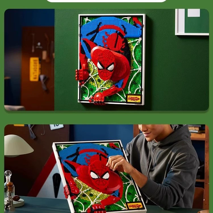 Lego, three dimensional constructor for wooden paintings, Spiderman, in 3d format