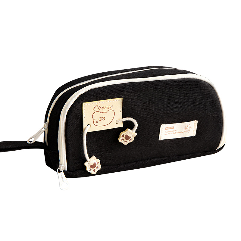 MOKA baile oso lápiz caso Mango de gran capacidad lápiz caso ins estilo simple dibujos animados manejar lienzo papelería bolsa caja