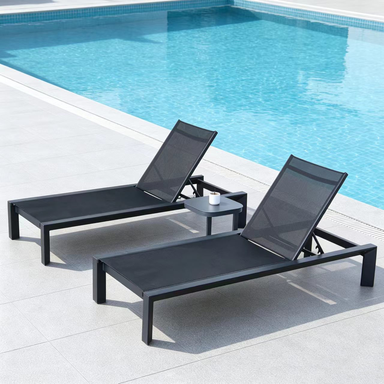 Silla de piscina patio villa al aire libre jardín de aluminio balcón hotel de alojamiento residencial al mar silla de playa silla de respaldo alto image 9
