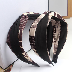 韓版新款字母寬發箍女報紙扭結洗臉頭箍壓發加長森女系學院風發卡