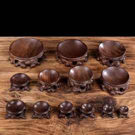 批发水晶球底座小实木圆形葫芦红木托奇石茶壶展示架