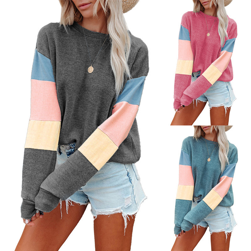 Regular Fit Fit Type Rainbow Pattern Spring, Autumn Season Women's Hoodie Long Sleeve Hoodies & Sweatshirts Patchwork Fashion Rainbow