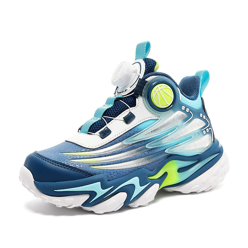 Fabricantes antideslizantes al aire libre zapatos de baloncesto de cuero con suela gruesa zapatos deportivos cómodos giratorios zapatos de entrenamiento transpirables para niños