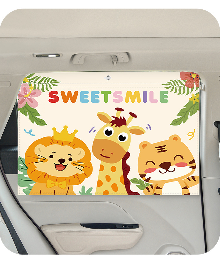 Car-Mounted Suction Cup Sunshade Curtain for Children, Universal Cartoon Car Window Sunshade for Side Windows