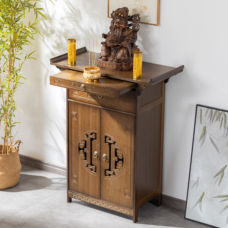 Altar Table for Home Use, Buddhist Altar, Shrine, Offering Table, Solid Wood Tribute Table, Chinese-Style Living Room Buddhist Table, Cabinet
