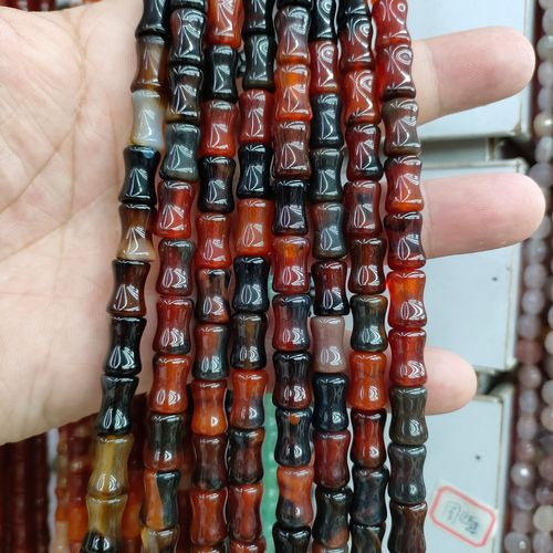 8mm x 12mm Bamboo-Style Loose Beads, Natural Green Dongling Agate, Bamboo Design DIY Jewelry Accessories—Perfect for Bracelets & Necklaces, Featuring Jade-Like Gemstone Beads