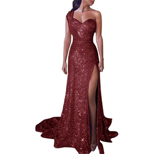 Elegant and Sexy Long Evening Gown with Necktie, High-End, Tidal Gold Shoulder Design
