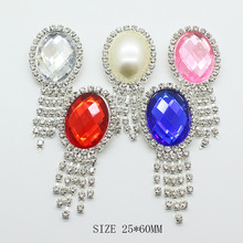 25*60mm 椭圆水钻亚克力珍珠别针服装胸针饰品配件 DIY发饰辅料