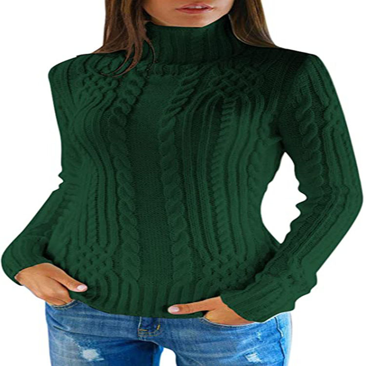 Suéter de Moda para Mujer, Cuello Alto, Ajustado, Otoño-Invierno 2024, Nuevo en Amazon y eBay, Comercio Electrónico Transfronterizo