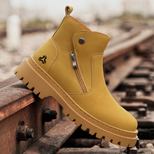 马丁靴男款高帮英伦风工装靴2025新款春秋男鞋休闲大黄切尔西靴男