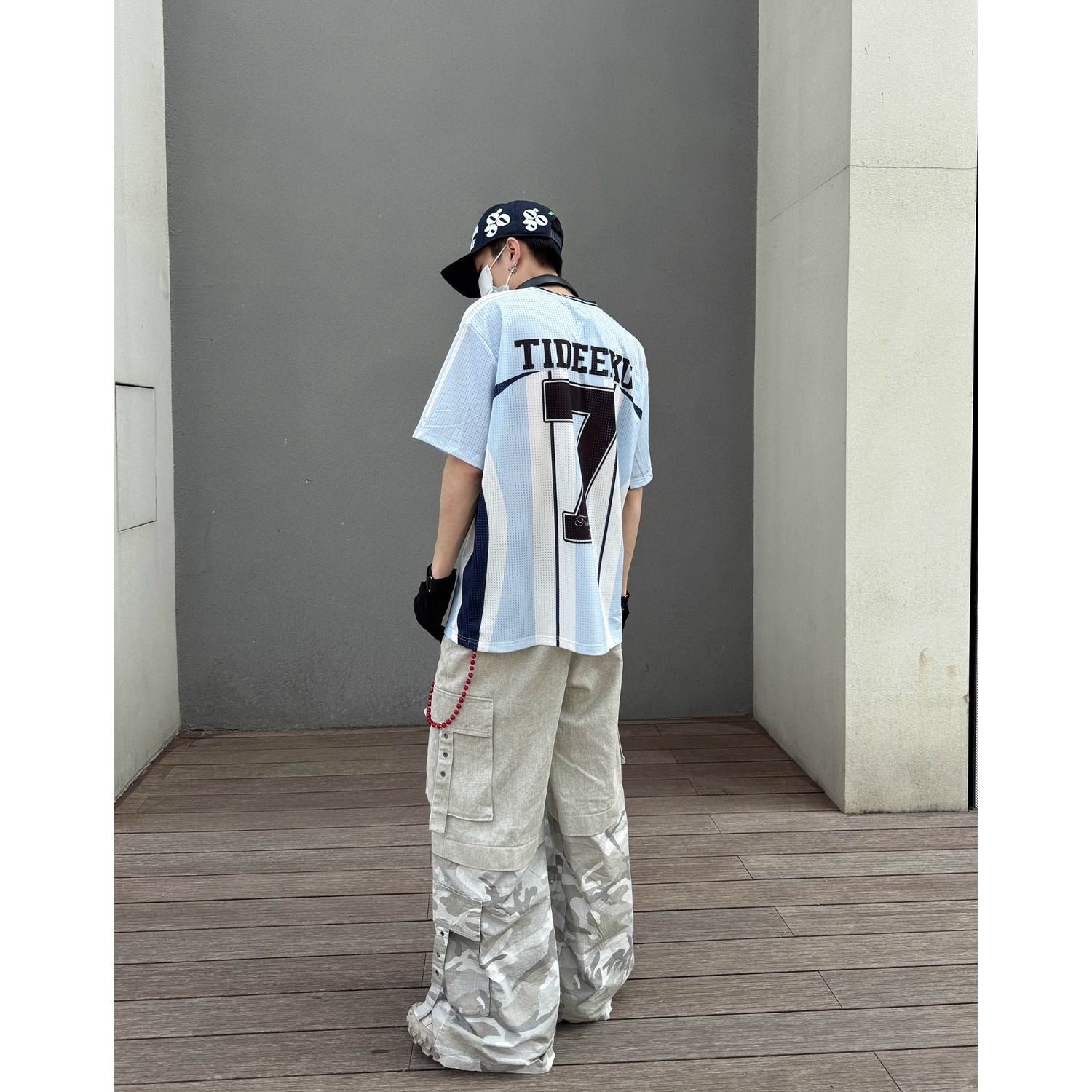 American-style Sports V-neck Jersey Short-sleeve T-shirt, New Loose Hip-hop Style T-shirt For Men And Women, Couple's_viptrois.com