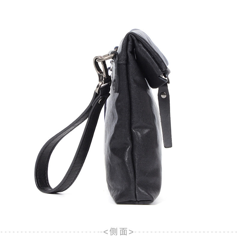 Túi đeo chéo nam da bò thuộc da thật kiểu thể thao, túi cầm tay nhỏ gọn 29×11×17 cm — Màu đen chi tiết 15