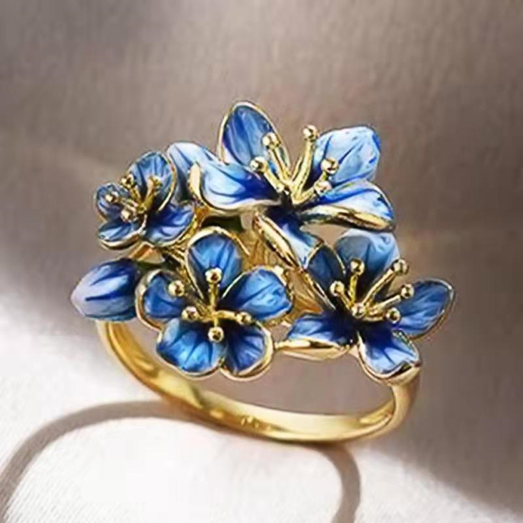 1 Piece Fashion Flower Alloy Inlay Artificial Gemstones Women's Rings display picture 1