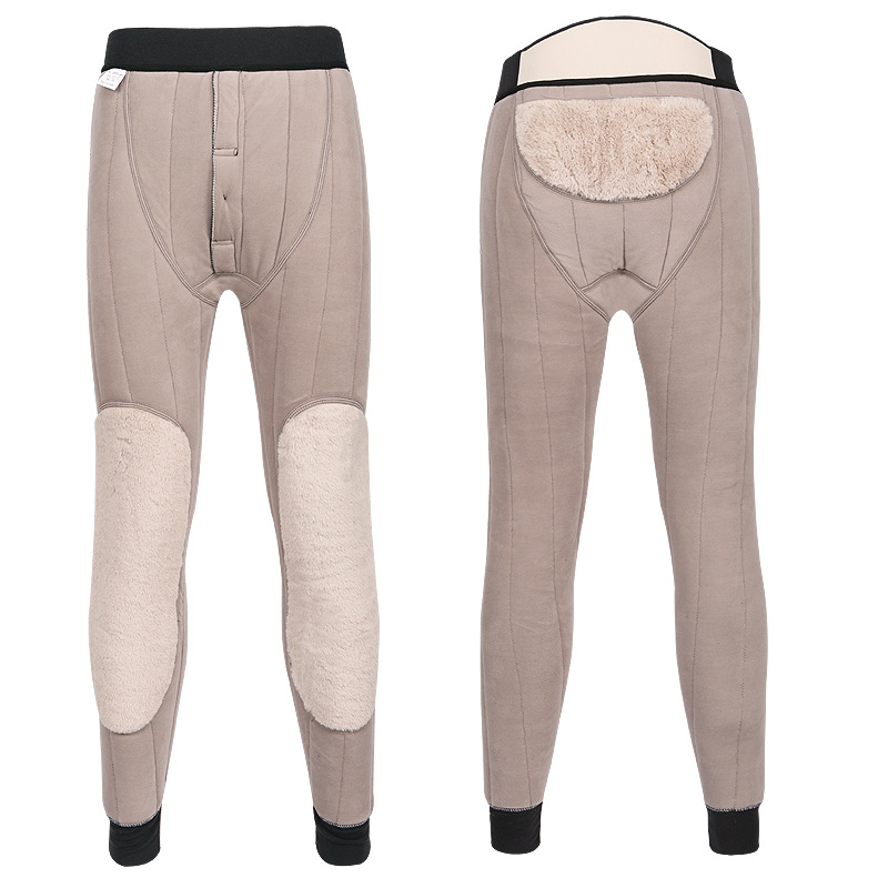 새로운 뚱뚱한 따뜻한 바지 남성용 겨울 높은 허리 플러스 사이즈 무릎 패드 중년 및 노인을위한 기모 남성용 두꺼운 면화 바지