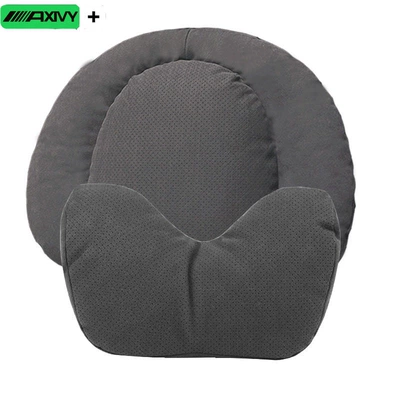 cute and high-end for girls | Waist support - two-year-warranty-1-set-of-car-grade-suede-no-1-lumbar-support-pressure-relief-u-shaped-pillow-perforated-carbon-black