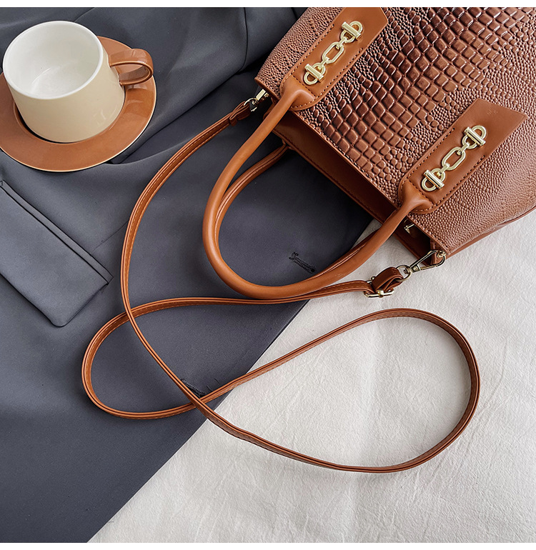 Handbag Women's New Western Style Shoulder Bag Large Capacity Commuter Crossbody Bag PU Leather Crocodile Pattern Bag Women's bag_voghion.com