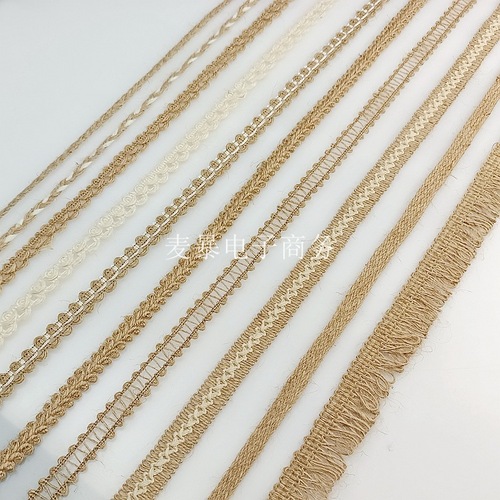 Narrow 2-meter roll kindergarten environmental creation material handmade DIY decorative cotton and linen rope woven edge ribbon