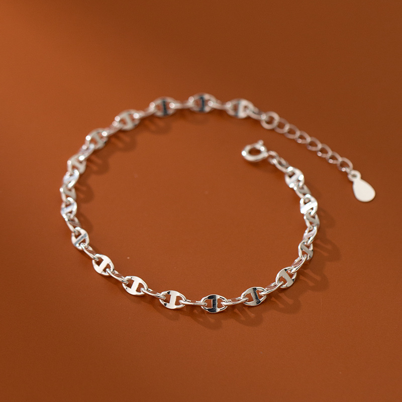 Eloch S925 pulsera de plata personalidad coreana de mujer pulsera minimalista hueco cerdo nariz fijación joyería de moda S4672