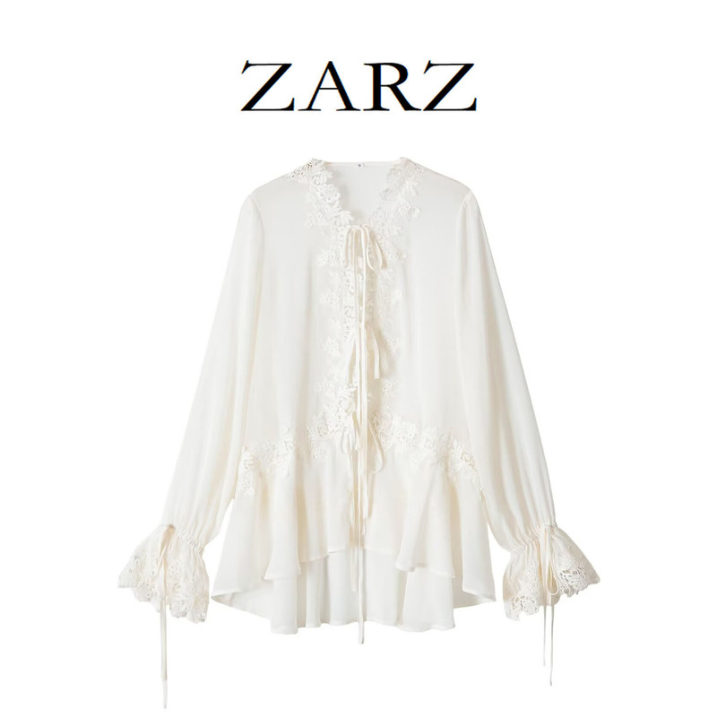 Zarz Self-Made European and American Style New Women's Clothing, Stylish and Fashionable Versatile Lace Patchwork Shirt 5919217