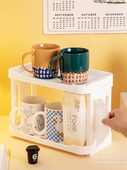 桌面杯架雙層玻璃杯子置物架臥室桌上馬克杯收納架宿舍辦公室架子