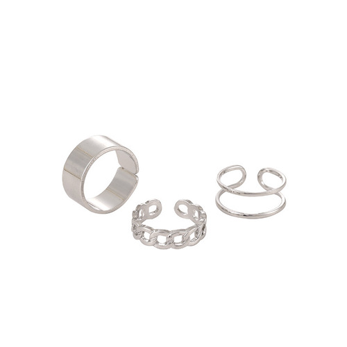 Korean version of the new three-piece set ring simple opening adjustable ring ins internet celebrity personalized chain index finger ring