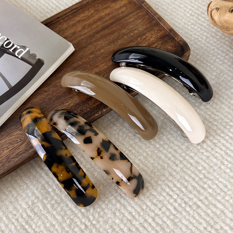 15g Weight Hair Clip Hair Accessories Type 1 Piece Quantity Casual, Daily Occasion Acetic acid sheets Material Solid Color, Leopard Pattern Women's Gender Basic, Simple Style Style Coffee, Beige, Black Color Internet Celebrity Ponytail Clip Hairpin Barrettes France Spring Clip Female Autumn And Winter Back Head Acetate Hairpin Headwear Hair Accessories 5