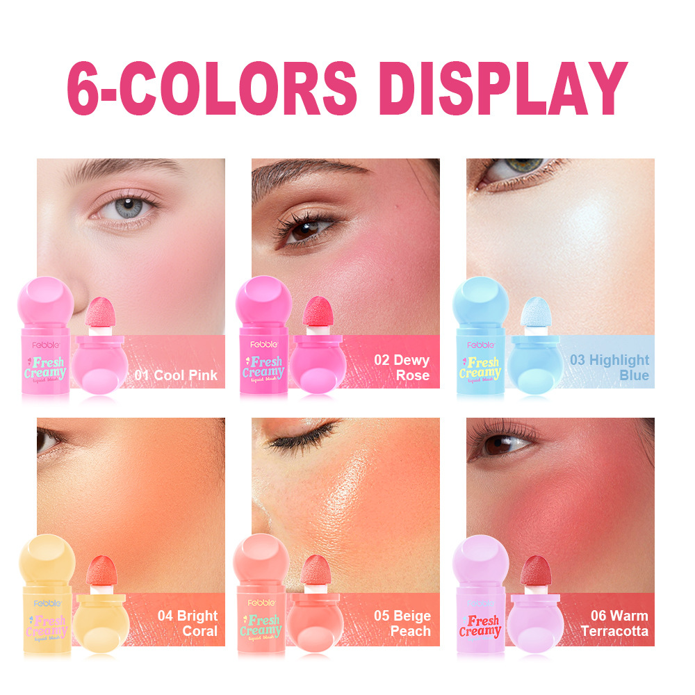 Febble Beauty Cross-border exclusivamente para rubor líquido de larga duración de alto brillo, reparación natural al por mayor FBC063