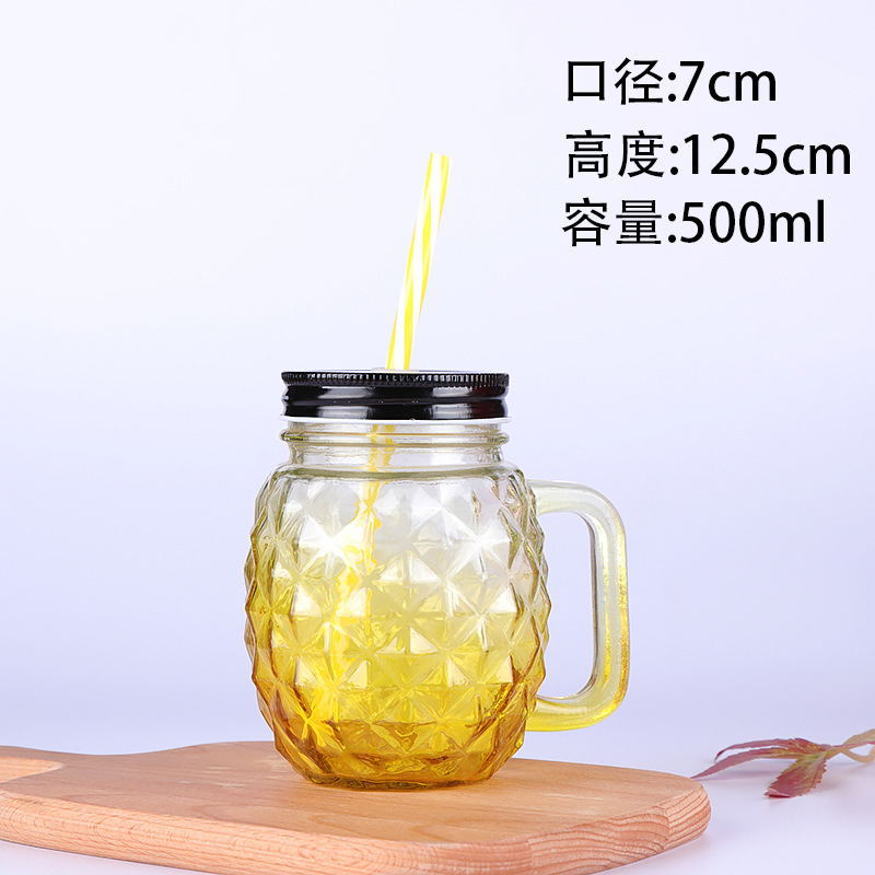 Fábrica al por mayor Polla taza Internet celebridad gradiente color Mason taza paja vidrio taza con mango fútbol taza de agua