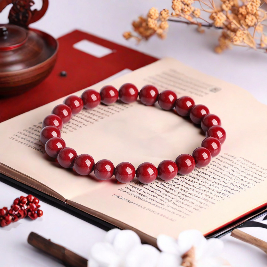 Raw Mineral Red Cinnabar Bracelet, Purple Gold Sand, Cinnabar Good Luck Bracelet, Chinese Red Ketao Donghai Manufacturer Wholesale Bead String
