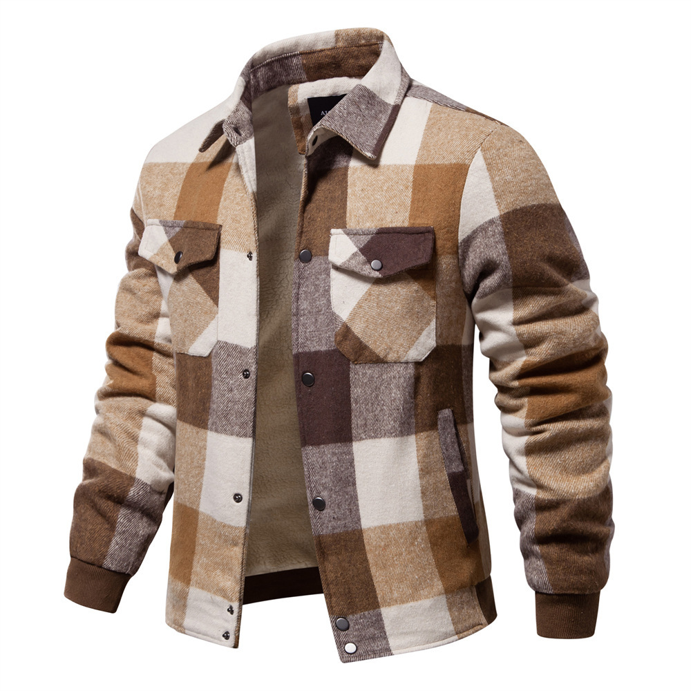 Jaqueta Masculina Casual Xadrez com Lapela para Outono/Inverno 2025 – Moda Masculina Transfronteiriça e Tendência de Marca para Trabalho